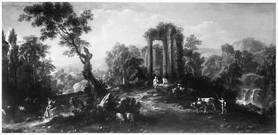 Paesaggio con rovine